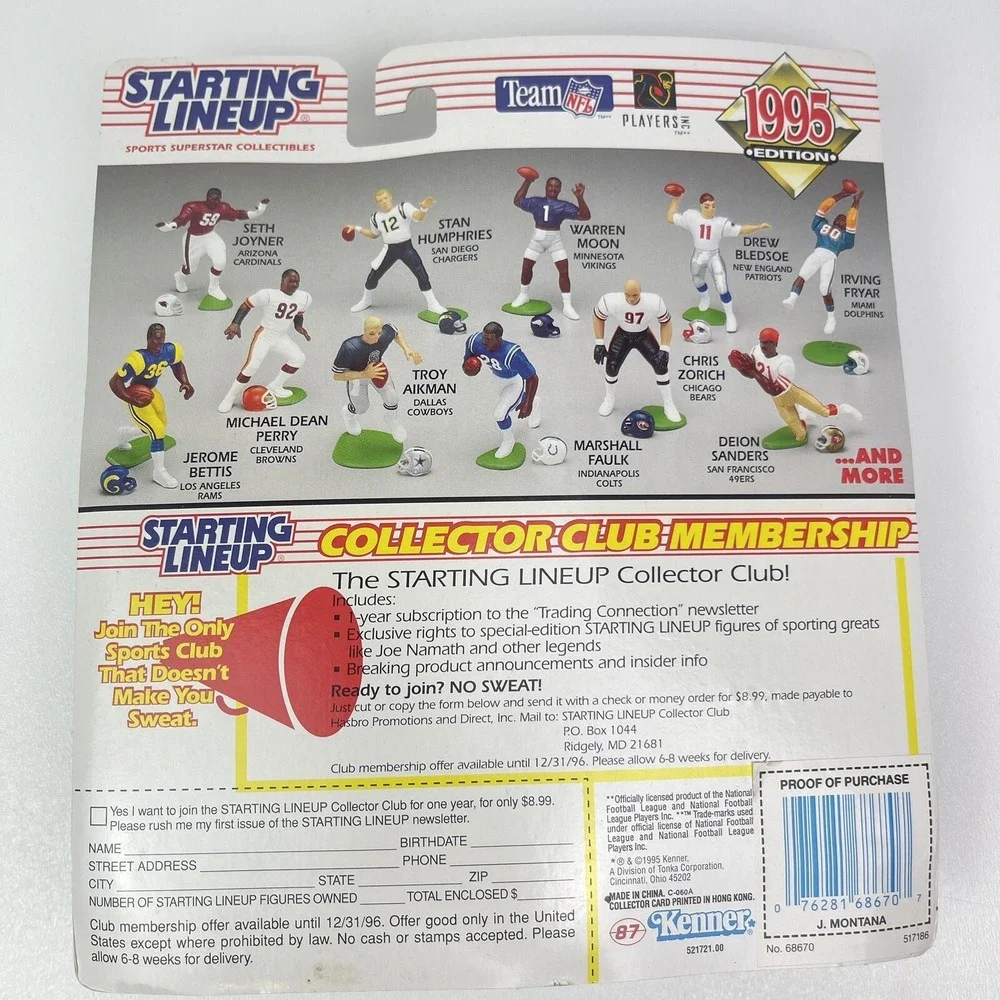 1995 Kenner Starting Lineup JOE MONTANA Retirement Edition Kansas City Chiefs